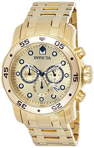 Invicta 0074 Pro Diver - Scuba herenhorloge Roestvrij Staal Kwarts Gouden Wijzerplaat