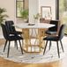 Pangivo Hexagonal Marble Effect Dining Table Set and 4 Black Velvet Chairs Gold Legs, 5 Piece
