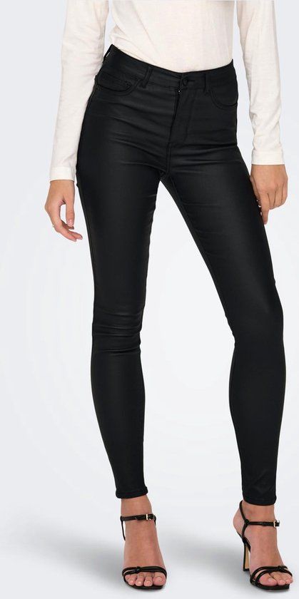 JDY JDYNEWTHUNDER Coated Skinny Broek - Zwart - Dames - Maat XS/30