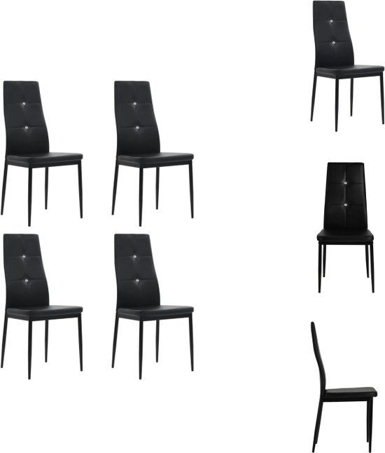 vidaXL Eetkamerstoelen 4 stuks kunstleer zwart