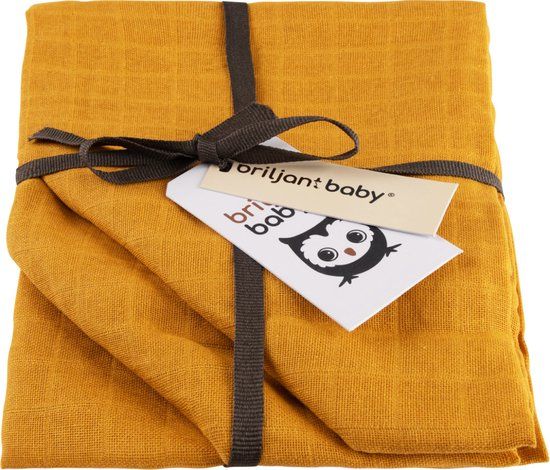 Briljant Baby Luier Hydrofiel - Hydrofiele Doeken - 70 x 70 - Uni - Oker - 3 Stuks