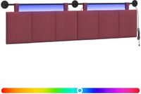 vidaXL Hangend hoofdbord Met LED-verlichting Wijnrood Stof