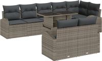 vidaXL Tuinbank Set 8 Zitplekken Grijs Polyrattan