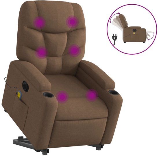 vidaXL Sta-op-massagestoel elektrisch verstelbaar stof bruin