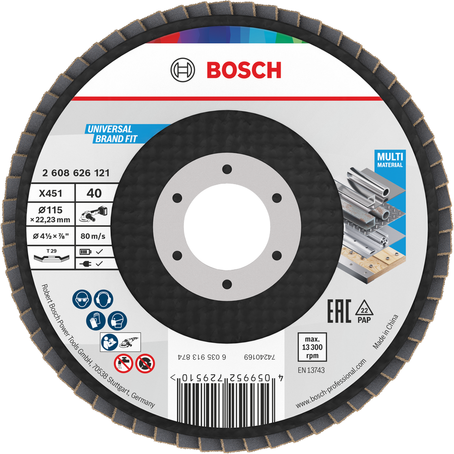 Bosch Accessoires X451 Lamellenschuurschijf | 125 x 22,23 mm | G60 | T27 | 15 stuks - 2608626180