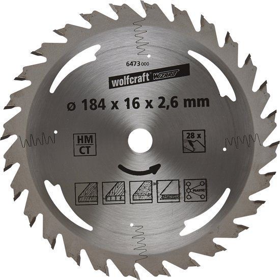 Wolfcraft Cirkelzaagblad 184x16mm - 28 Tanden