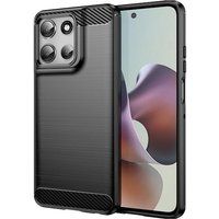 Motorola Coque pour Motorola Moto G56 5G - housse etui silicone gel carbone + verre trempe - NOIR