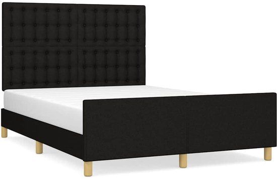 vidaXL Bedframe zonder matras stof zwart 140x200 cm