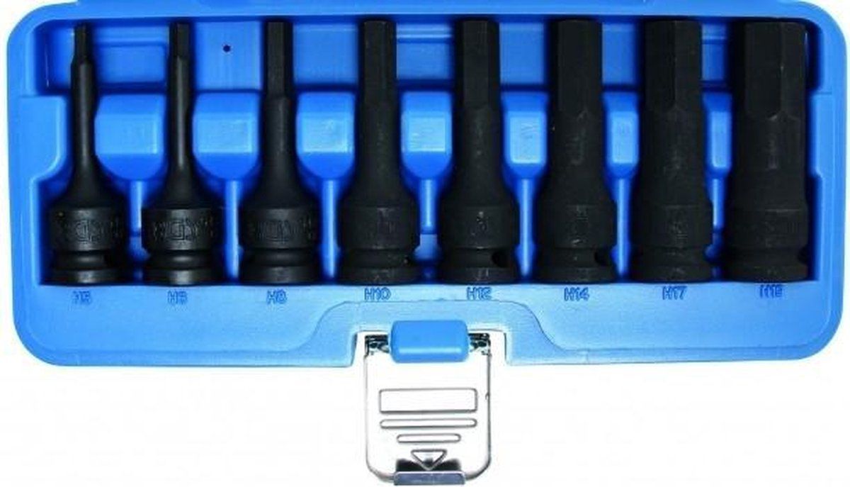 BGS 5481 Kraft Bit Set - 8-Piece - 1/2" Drive - Hex Bits 5-19mm - CR-MO Steel