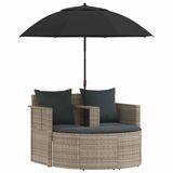 vidaXL Tuinbankstel 8-delig Poly Rattan Lichtgrijs en Donkergrijs