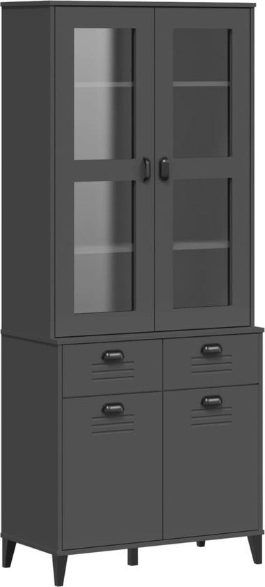 vidaXL Hoge kast VIKEN 80x40x190 cm massief grenenhout antracietgrijs
