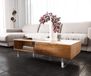 Acacia New Live-Edge 115x60 cm table basse avec 2 tiroirs, 1 compartiment et pieds en acrylique