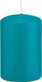 Trend Candles Cilinderkaars/stompkaars - turquoise - 5 x 8 cm - 18 branduren - met brandvertragende folie