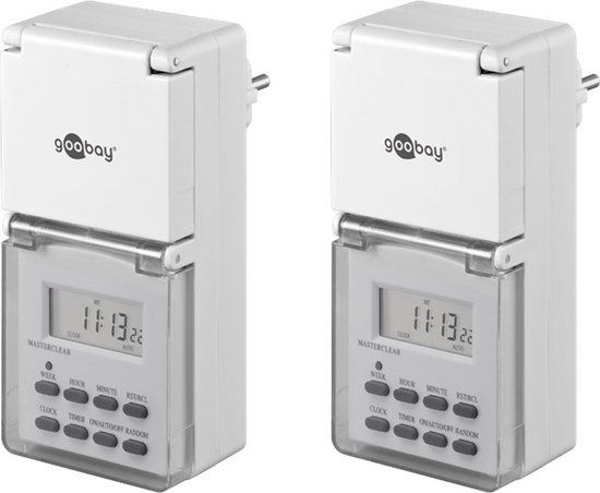Goobay Digitale Tijdschakelklok Set - 2 Stuks - Digitaal - Buiten (IP44) - Wit