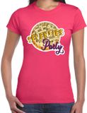 Bellatio Decorations Disco T-shirt voor dames - roze - Maat L