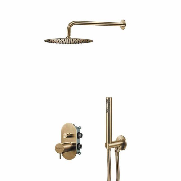 Qisani Flow thermostatische inbouw regendoucheset Geborsteld Gold 25615.06