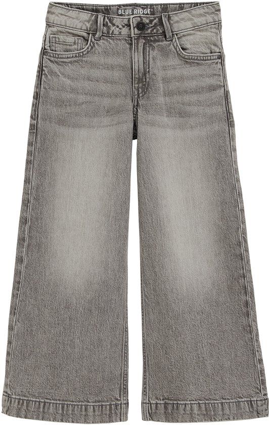WE Fashion Meisjes wide leg jeans Grijs Katoen Maat 152