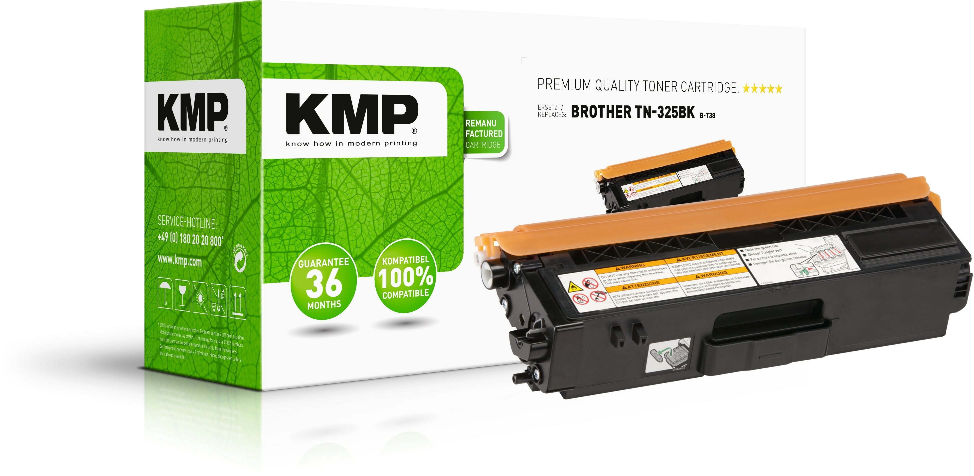 KMP B-T38 Toner Cartridge - Black - Compatible with Brother Printers - 4000 Page Yield