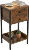 Merkloos Nachtkastje met 2 lades - 69,5x38x28 cm - industrieel - bruin/zwart