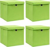 vidaXL Opbergboxen met deksel 4 stuks 32x32x32 cm stof groen