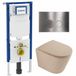 Geberit QeramiQ Dely Toiletset - 36.3x51.7cm - diepspoel - rimless - Geberit Duofix UP720 Sigma inbouwreservoir - softclose toilet zitting - steel bedieningsplaat - ronde knoppen - mat beige