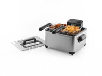 Progress 5L Friteuse - 2 x 2,5L, Antiaanbak Verwijderbare Mand en Deksel, Gemakkelijk Schoon te Maken, 150-190°C, Kijkvenster, Instelbare Temperatuurregeling, Koelblijvende Handgreep 2000W