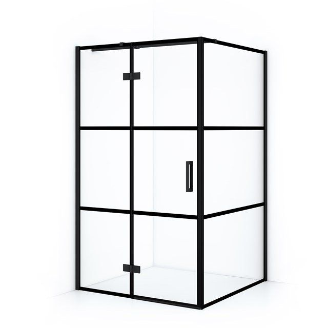 Maxaro Douchecabine Diamond 120x80cm 8mm Helder Veiligheidsglas met Zwarte Strepen Mat Zwart