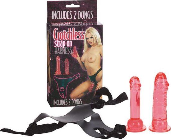 Seven Creations Crotchless Strap On Harness with 2 Dildos - Pink