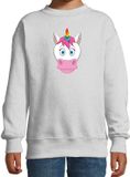 Bellatio Decorations Shoppartners Bv Cartoon eenhoorn trui grijs voor jongens en meisjes - Kinderkleding / dieren sweaters kinderen 170/176