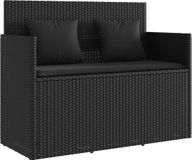 vidaXL Tuinbank met kussens poly rattan zwart