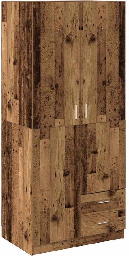 vidaXL Kledingkast 80x52x180 cm bewerkt hout oud houtkleurig