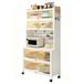 Armoire de cuisine en acier au carbone de 100 cm de large avec 6 niveaux. Armoire de garde-manger avec portes coulissantes semi-transparentes, une étagère sur roulettes et pieds, adaptée à la cuisine et au salon