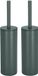 Spirella Luxe Toiletborstel in houder Cannes - 2x - donkergroen - metaal - 40 x 9 cm