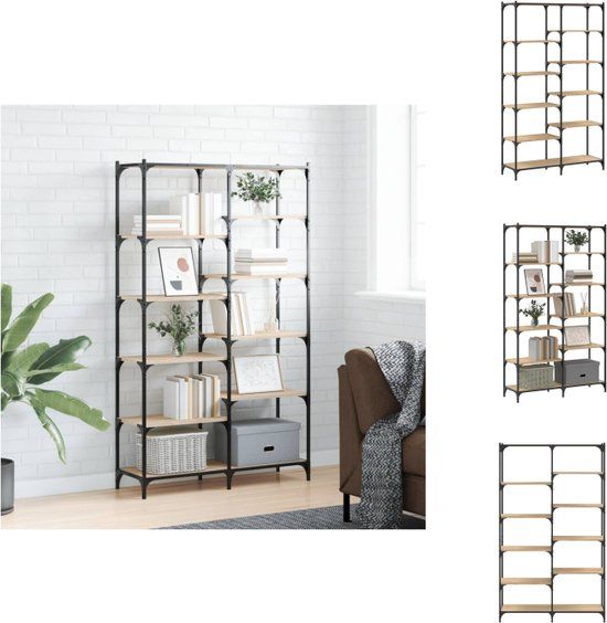 vidaXL Boekenrek 100x32x170 cm bewerkt hout en ijzer sonoma eikenkleur
