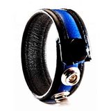 Dusedo lederen cockring verstelbaar - ongeveer 1,5 cm breed - diameter 43 mm tot 90 mm, zwart/blauw