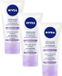 NIVEA Crème de jour apaisante pour femmes SPF 15 - Peau sensible - Hydratant - Sans parfum - Avec huile de pépins de raisin - 3 x 50 ml