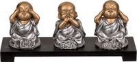 OOTB Decoration figurines on wooden stand (horen, zien en zwijgen)
