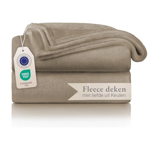 Blumtal fleece deken - hoogwaardige deken, zachte deken, microvezeldeken als bankhoes, sprei, plaid of woonkamerdeken, 150 x 200 cm, Taupe