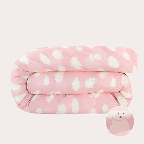 NOUS Kids katoenen dekbedovertrek ledikant (100x135 cm) Roze Dierenprint