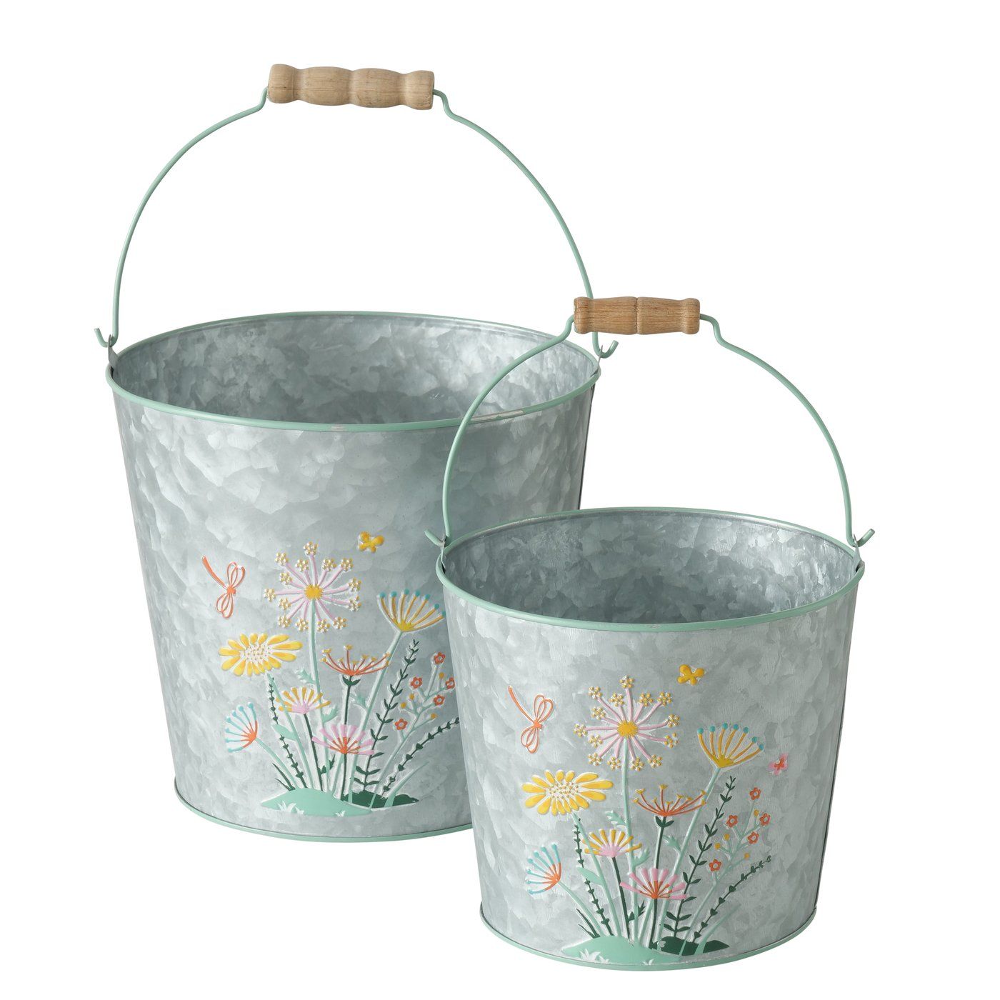 Boltze Home Emmer Floriana 2-delige Set Ø17xh15/Ø21xh20cm - Zilver