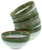 CreaTable, 21817, serie Cascade dipschalen, groen, 300 ml, 6-delige serviesset, dip-schalenset van aardewerk