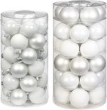 Merkloos / Sans marque Inge's Christmas Decor Gmbh 50x stuks glazen kerstballen wit 4 en 6 cm glans en mat