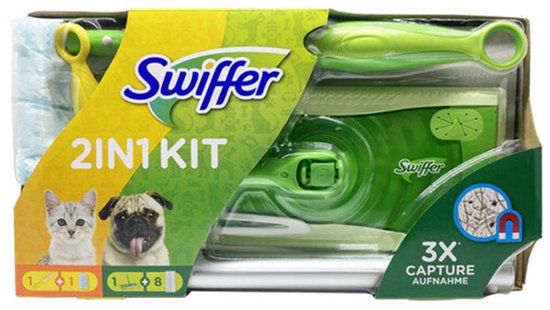 Swiffer Sweeper 3-in-1 Combikit Vloerwisser met 8 droge doekjes + stofmagneet
