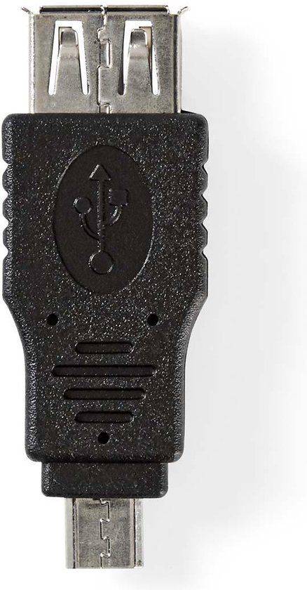 Nedis USB Micro-B Adapter - USB 2.0 - USB Micro-B Male - USB-A Female - 480 Mbps - OTG - Vernikkeld - PVC - Zwart - Envelop