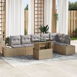 vidaXL Dining loungeset 4 zitplaatsen polyrattan beige en lichtgrijs