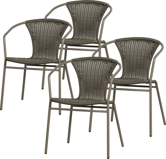 WOOOD Weston Tuinstoelen - Rattan/Metaal - Jungle - Set van 4