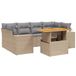 VidaXL 7-delige Loungeset met kussens, poly rattan, beige