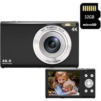 Digitale compact camera SZSMART DC402AF 48MP 4K resolutie 2, 8 inch scherm + 32GB - zwart