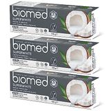Biomed Superwhite 97% natuurlijke Whitening tandpasta/tandglazuur versterking/kokossmaak, Vegan, SLES-vrij 100 g (pak van drie)