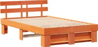 vidaXL - Bedframe - Wasbruin - 140 x 190 cm - Massief grenenhout